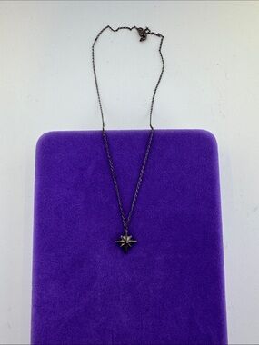 💛 Vintage 925 Black Starburst Pendant Necklace | Delicate Northern Star